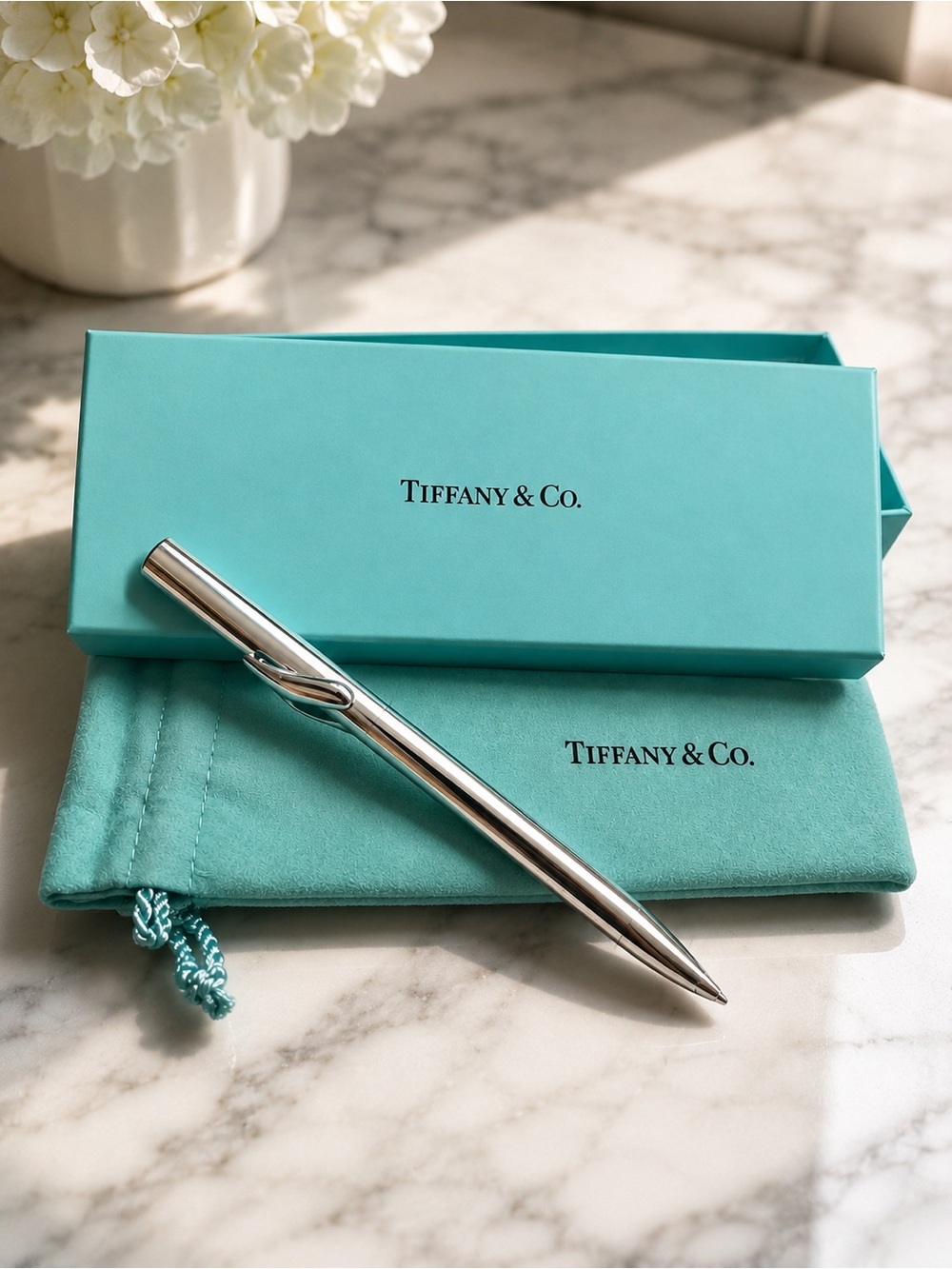 Tiffany & Co. Silver Pen with Tiffany Blue Box and Pouch